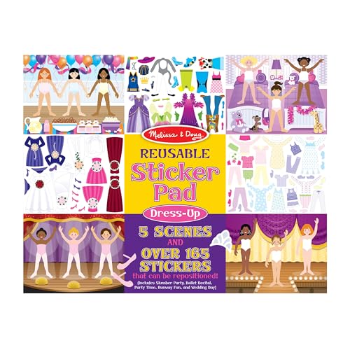 Melissa & Doug Reusable Sticker Pad: Dress-Up - 165+ Stickers Removable Stickers, Kids Fashion Activities, Restickable Book For Ages 3+