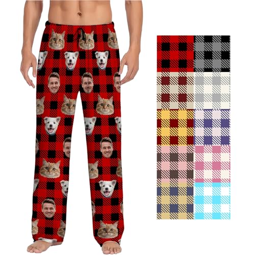 Custom Pajamas Pants With Photo Face,Custom PJ Pants,Personalized Christmas Valentines Gifts For Women Men Kids Pets