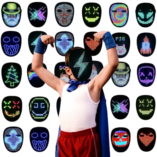 Depointer Life Kids Led Mask with Gesture Sensing LED Lighted Face Mask for Costume Cosplay Party Masquerade,Ages 3-10