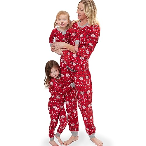 HonestBaby Family Matching Holiday Pajamas Organic Cotton for Men, Women, Kids, Toddlers, Baby Boys, Girls, Unisex Pets , Fair Isle Red, 6 Years