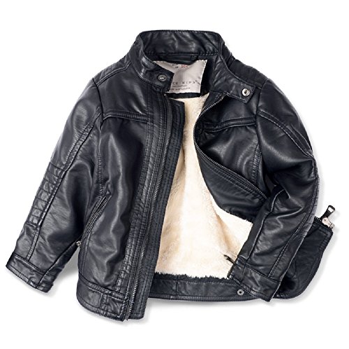 LJYH Boys leather jacket new spring children's collar motorcycle Faux leather zipper coat 4/5 yrs