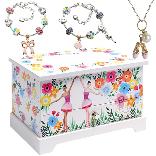 ABI + OLIE Ballerina Kids Jewelry Box for Girls - Little Girls Jewelry Box - Musical Jewelry Box for Girls 4-6 and 6-12- Music Boxes for Girls - Perfect Dance Recital & Birthday Gifts