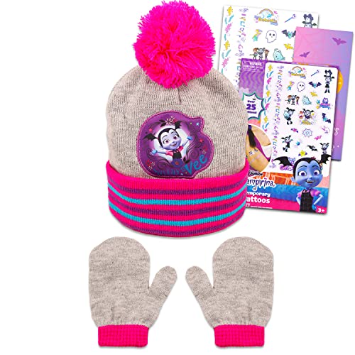 Vampirina Winter Hat and Mittens Set - Bundle with Vampirina Knit Beanie, Mittens, Temporary Tattoos, More | Vampirina Gifts for Girls