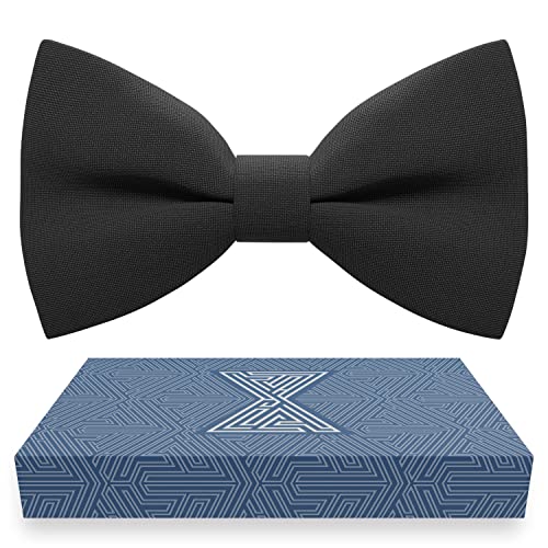 Bow Tie House Black Bow Ties for Men Cool Black Bow Tie - Fabric Pretied Unisex Adjustable Big Colorful Fashion for Womens Mens Wedding Prom Black Bow Ties in shop (Large, Black)