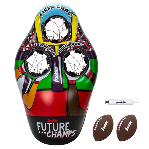 Franklin Sports Kids Football Target Toss Game - Inflatable Football Throwing Target Toy with Soft Mini Footballs - Fun Kids Football Toy Toss Game - Inflatable Indoor + Outdoor Sports Game 45 In.