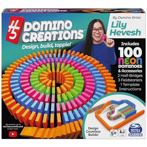 Spin Master Games, Lily Hevesh H5 Domino Creations 100-Piece Neon Dominoes Set, Kids Games, Building Toys, Christmas Gifts for Kids, for Ages 5+