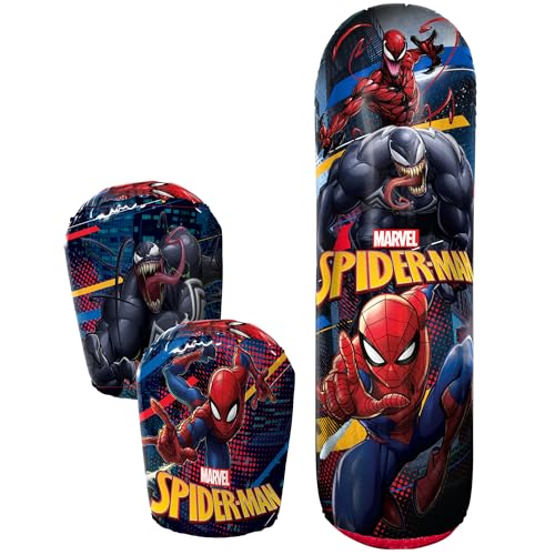 Hedstrom Spiderman Bop Bag Inflatable Punching Bag & Gloves Set, 36 Inch, (56-82274)