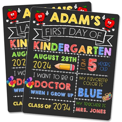 First Day of School Sign Double Sided & Reusable First Day of School Board Back to School Supplies First Day of Kindergarten Preschool 1st Grade Chalkboard Sign