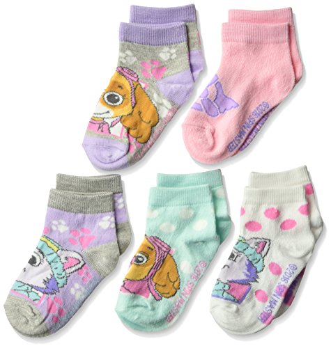 Nickelodeon Girls Paw Patrol 5 Pack Shorty Socks, Pastel Big Face, 5-6.5 US