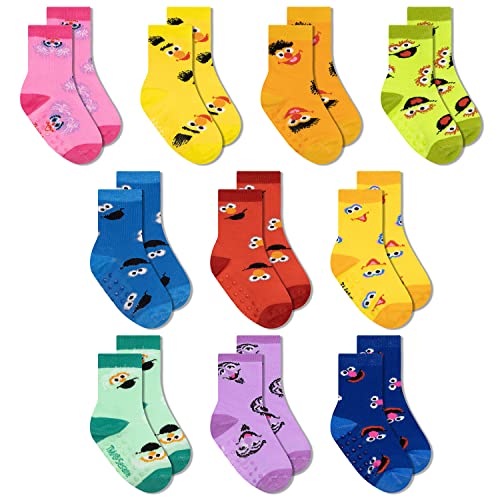 Accessory Supply Sesame Street Toddler Socks, Grip Socks for Kids, Toddler Socks with Grippers, Toddler Non Slip Socks