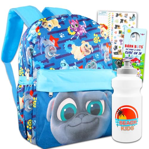 Disney Puppy Dog Pal School Backpack For Kids - Bundle with Large 15' Puppy Dog Pal Backpack, Tattoos, & More | Puppy Dog Pals School Set