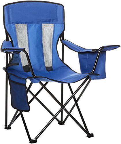 Amazon Basics Camping Chair, Large, Mesh Back, Blue