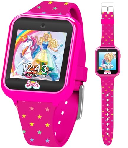 Accutime Kids Mattel Barbie Pink Educational Learning Touchscreen Smart Watch Toy for Girls, Boys, Toddlers - Selfie Cam, Learning Games, Alarm, Calculator, Pedometer & More (Model: BDT4069AZ), 40mm