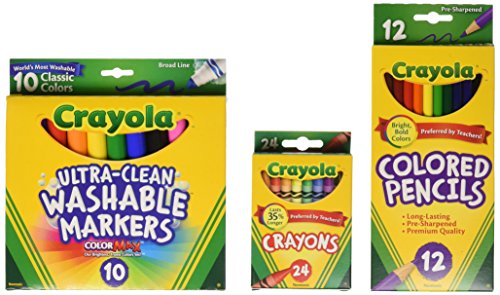 Crayola Back To School Supplies, Grades 3-5, Ages 7, 8, 9, 10, Contains 24 Crayons, 10 Washable Broad Line Markers, and 12 Colored Pencils [Amazon Exclusive]