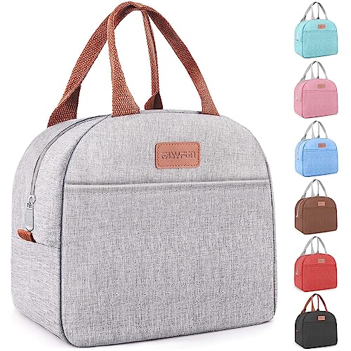 Lunch Bag for Women & Men Adult Insulated Lunch Box, Small Leakproof Cooler Food Lunch Containers Reusable High Capacity Lunch Tote Bags for Work, Travel, Outdoor (Grey)