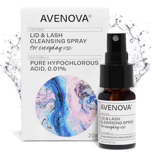 Avenova Eyelid and Eyelash Cleanser Spray - Pure Hypochlorous Acid, Gentle Everyday Lash Cleanser For Eye Irritation, 20mL (0.68oz)