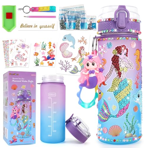 PERRYHOME Decorate Your Own Mermaid Water Bottle Kits for Girls, Mermaid Toys for Girls Age 4-10 Painting Crafts Kit, Fun Arts Kits 6-12 Year Old Toddler Girls Birthday Christmas Gifts Toys