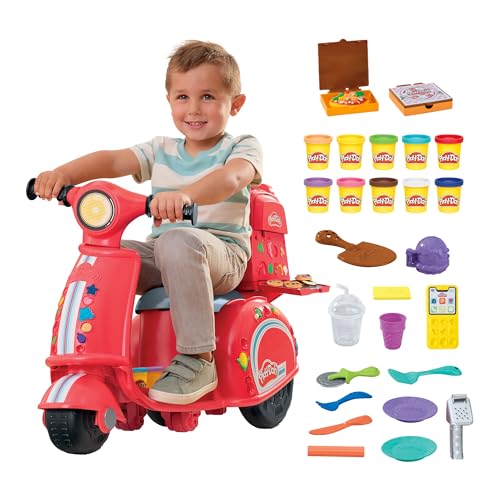 Play-Doh Pizza Delivery Scooter Playset, Large Ride-On Play Food Preschool Toys, Toy Pizza Set for Kids, Arts & Crafts for Boys & Girls, Ages 3+