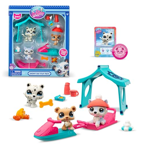 Littlest Pet Shop - Snowy Day Play Pack - LPS Gen 7, Authentic Mystery Figures, Surprise Collectible Kidult Toy, Girls, Boys, Kids, Tweens Ages 4+