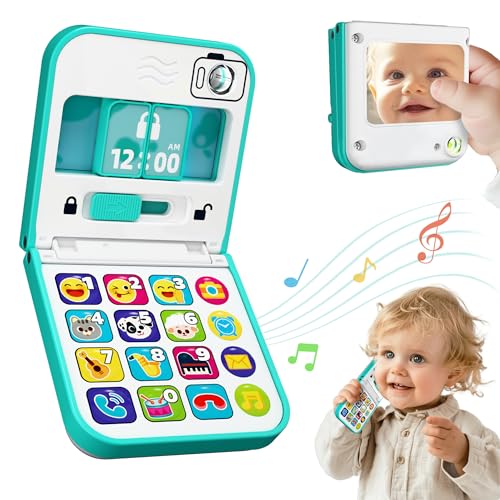 iPlay, iLearn Baby Phone Toy 6-12-18 Month, Flip Cell Phone for Toddlers 1-3, Infant Music Learning Carseat Toy W/Mirror Sound, Stocking Stuffer Birthday Gift 8 9 10 Month 1 2 3 Year Old Kid Boy Girl