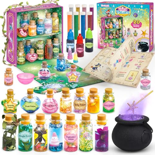 Fairy Magic Potions Craft Kit for Kids with 20PCS Magic Potion Bottles - Magical Fairy Potions Making Craft Kit - Gift for Christma, Birthday, Creative Art Craft Kit for Girls Boys 6 7 8 9 10 Year Old