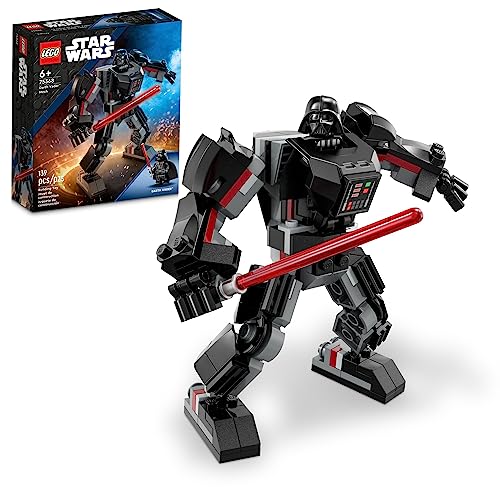 LEGO Star Wars Darth Vader Mech 75368 Buildable Star Wars Action Figure, This Collectible Star Wars Toy for Kids Ages 6 and Up Features an Opening Cockpit, Buildable Lightsaber and 1 Minifigure