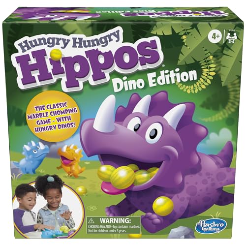 Hasbro Gaming Hungry Hungry Hippos Dino Edition Board Game, Pre-School Game for Ages 4 and Up; for 2 to 4 Players (Amazon Exclusive)