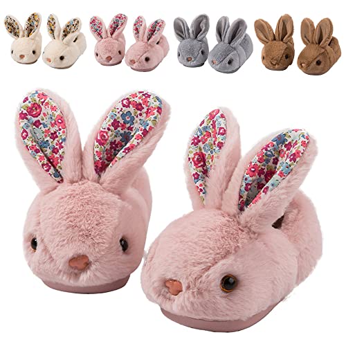 Fadezar Toddler Slippers Girl Boy House Slipper Kids Rabbit Winter Slipper Warm Bunny Slippers Soft Plush Indoor Girls Boys Slipper Cover Heel Pink 5-6 toddler CN 140