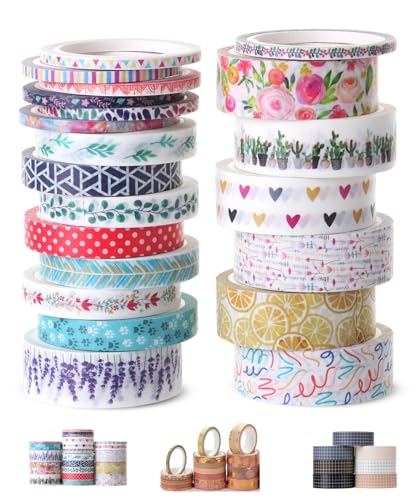 Mr. Pen- Washi Tape Set, 21 Rolls, Decorative Cute Floral Washi Tape for Bible Journaling, Bullet Journal Supplies