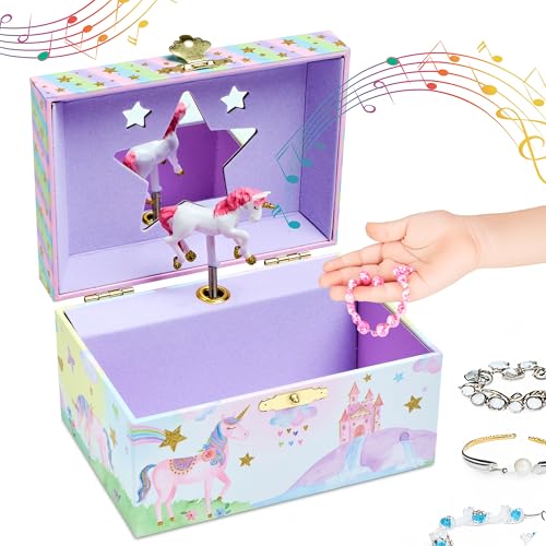 Jewelkeeper Jewelry Box for Girls - Girls Bedroom Accessories, Unicorn Musical Jewelry Boxes with Spinning Unicorn Doll, Beautiful Dreamer Tune - Perfect Unicorn Birthday Gift for Kids 3 and Up