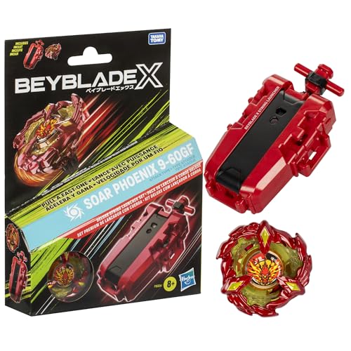 BEYBLADE X Soar Phoenix 9-60GF Deluxe String Launcher Set with Attack Type Right-Spinning Top Toy; Great Gift for 8 Year Old Boys and Girls