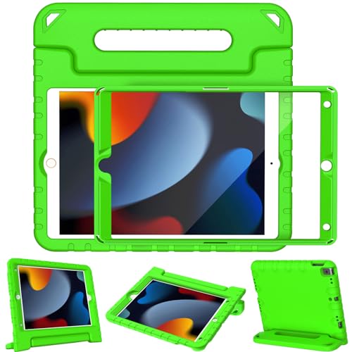 LTROP Kids Case for iPad 9th/ 8th/ 7th Generation (2021/2020/ 2019), iPad 10.2 Case for Kids, Shockproof Handle Stand Case for iPad 9/8/ 7 Generation 10.2 Inch - Green