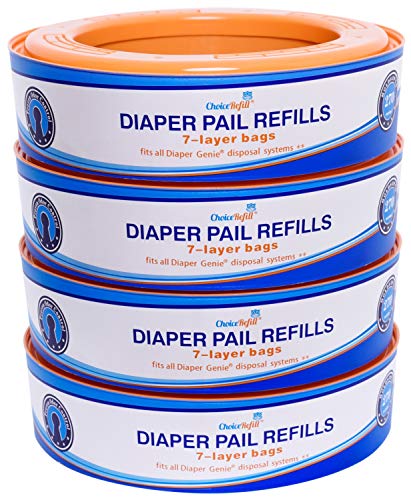 ChoiceRefill Compatible with Diaper Genie Pails, 4-Pack, 1080 count