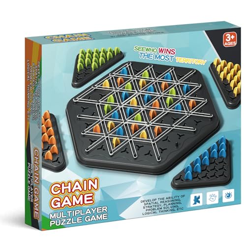 Chain Triangle Chess Game, Board Games for Family Night, Family Games for Kids and Adults, 2 to 4 Players