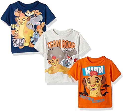 Disney Little Boys' Toddler Lion Guard 3 Pack T-Shirts, Orange/Navy/Gray, 3t