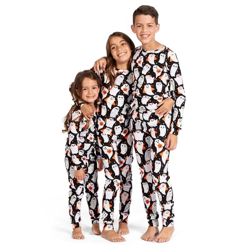 The Children's Place baby girls Family Matching Christmas Holiday Sets, Snug Fit 100% Cotton, Adult, Big Kid, Toddler, Pajama Set, Hlwn Blk Ghost, 7 US