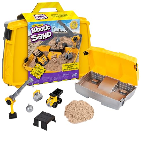 Kinetic Sand, Construction Site Folding Sandbox with Toy Truck, 2lbs Play Sand, Sensory Toys for Kids, Back to School Classroom Must Haves, Ages 3+