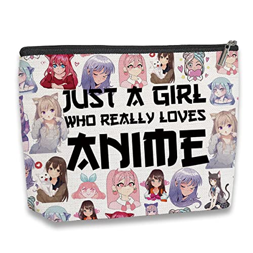 kdxpbpz Cosmetic Bag for Women, Waterproof Flax Material, Anime Lover Gifts for Girls, Travel Makeup Organizer Zipper Pouch