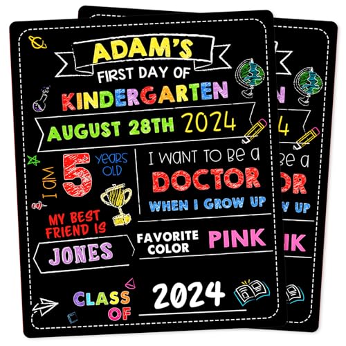 First and Last Day of School Chalkboard Photo Prop, 10' x 12' Double Sided Reusable Kindergarten Preschool Wooden Sign, Back to School Classroom Decor(Trophy)