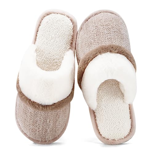 Cozy Slippers for Women Indoor and Outdoor Fuzzy House Shoes with Memory Foam Anti-Skid Sole Gifts for Women Mom Ladies her