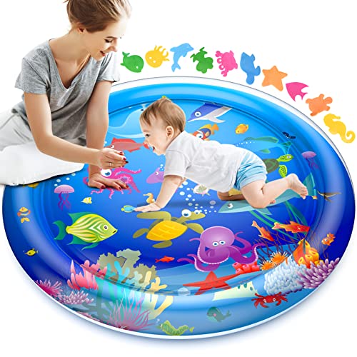 Faburo 40''X40'' Large Tummy Time Water Mat for Babies, XL Baby Water Play Mat, Infant Water Sensory Baby Tummy Time Play Mat for 3 6 9 12 Months Toddlers