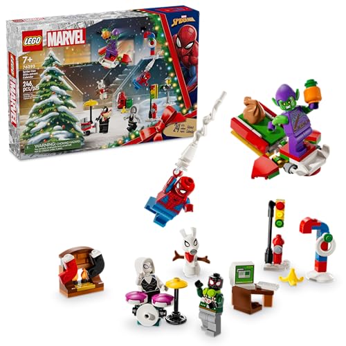 LEGO Marvel Spider-Man Advent Calendar 2024 for Kids - Christmas Advent Calendar with Mini Builds & 5 Minifigures, Ages 7+ - Spider-Man Toy for Boys & Girls - Gift Idea for Holidays - 76293