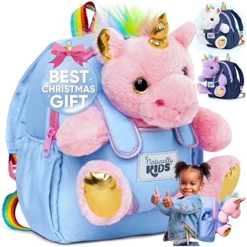 Naturally KIDS Pink Unicorn Toys for 3 Year Old Girl, 3 Year Old Girl Gifts, Gifts for 2 Year Old Girls, Gifts for 3 Year Old Girl, Toddler Unicorn Backpack