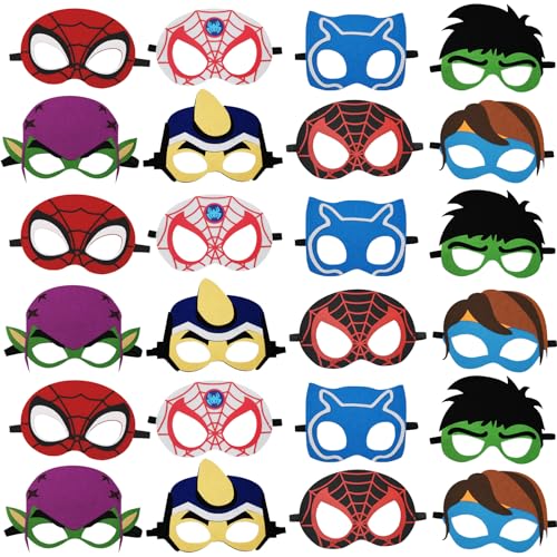 SSZS 24 Packs Superhero Masks Party Favors for Kids, Superhero Party Supplies for Kids Dress Up Birthday Gift Halloween Cosplay Party Masks Party Supplies