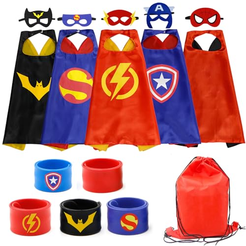 RioRand Kids Superhero Capes Set Toys for Boys Girls Party Supplies Christmas Halloween Cosplay 5PCS