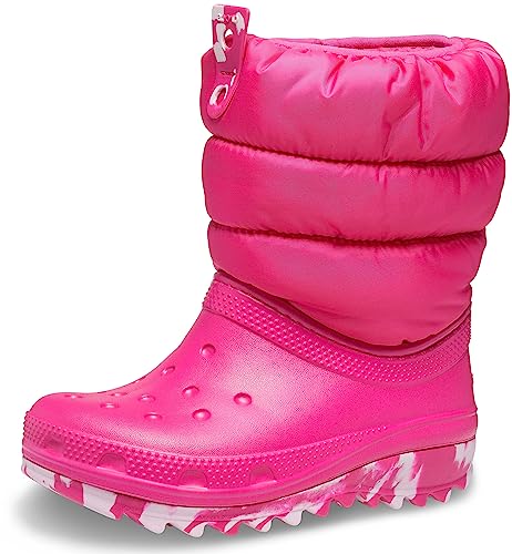 Crocs Classic Neo Puff Winter Boots Snow, Candy Pink, 1 US Unisex Little Kid