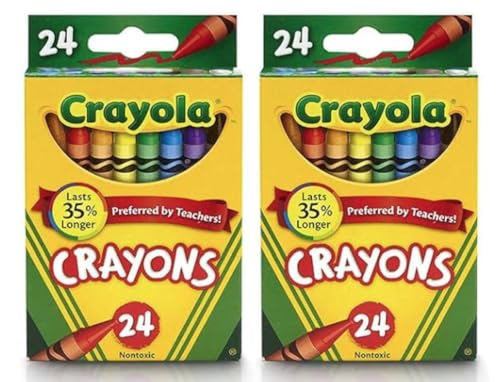 Crayola 24 Count Box of Crayons Non-Toxic Color Coloring School Supplies (2 Packs)