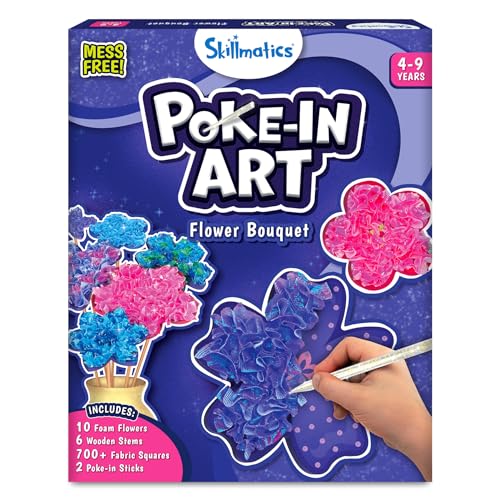 Skillmatics Art & Craft Activity - Poke-in Art Flower Bouquet, Mess-Free Art for Kids, DIY Craft Kits, Creative Activity, Fine Motor Skills, Christmas Gifts for Girls & Boys Ages 4, 5, 6, 7, 8, 9