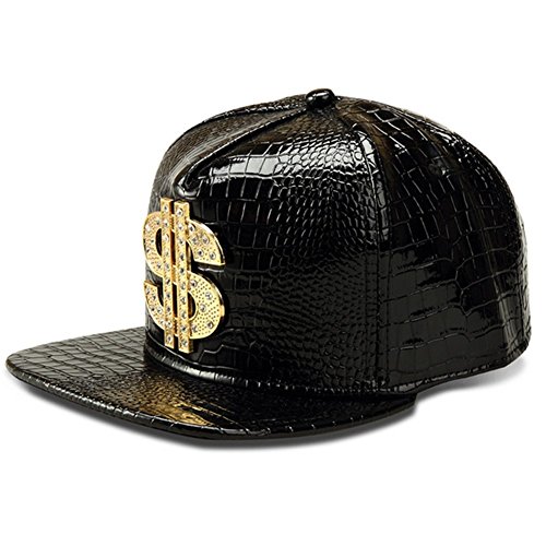 Hip Hop Hat,Flat-Brimmed Hat,Rock Cap,Adjustable Snapback Hat for Men and Women (Black)