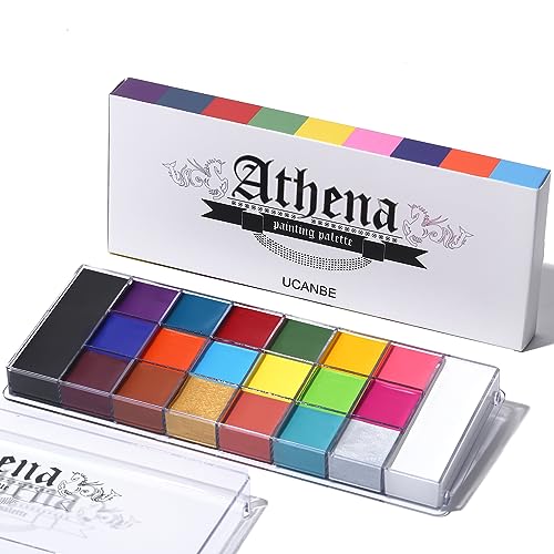 UCANBE Athena Face Body Paint Oil Palette, Professional Flash Non Toxic Safe Tattoo Halloween FX Party Artist Fancy Makeup Painting Kit For Kids and Adult